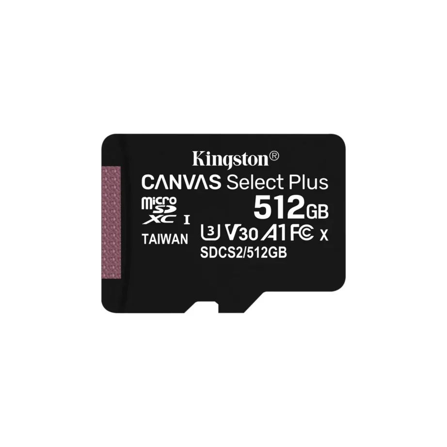 Kingston Canvas Select Plus SDCS2/512GB 512GB microSDXC UHS-I U3 V30 A1 mälukaart 100MB/s Androidi seadmetele, SD-adapteriga – 3