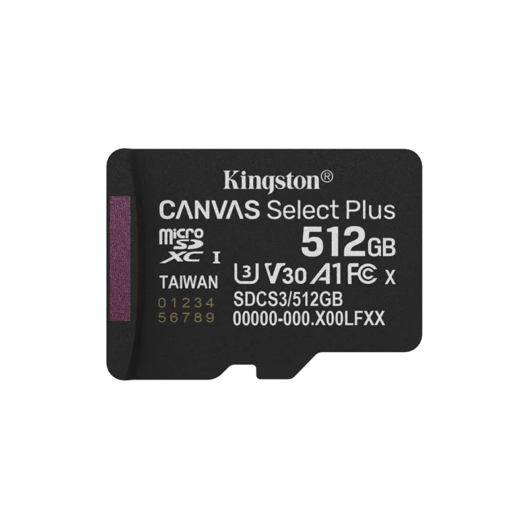 Kingston Canvas Select Plus SDCS3/512GB 512GB microSDXC UHS-I A1 U3 V30 150MB/s mälukaart SD-adapteriga