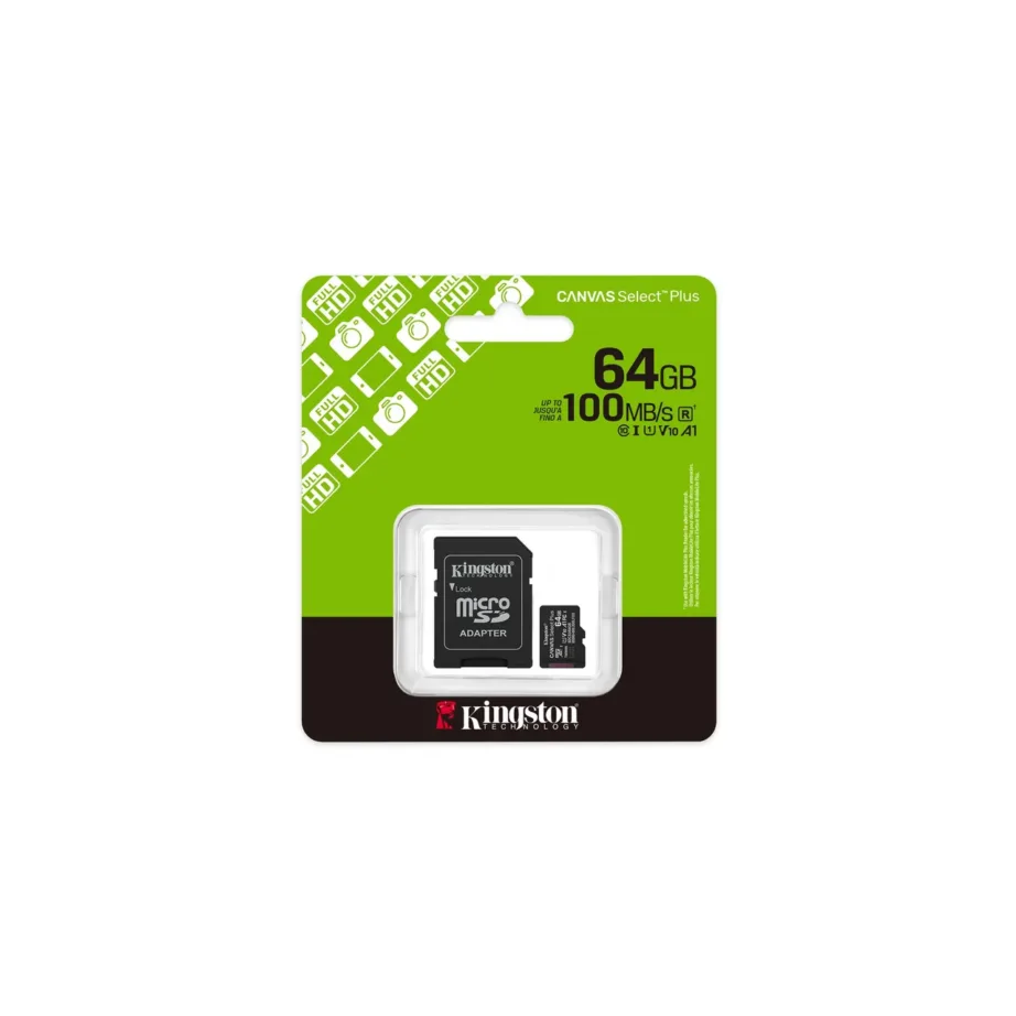 Kingston Canvas Select Plus SDCS3/64GB 64GB microSDXC UHS-I A1 100MB/s mälukaart SD-adapteriga must – 5