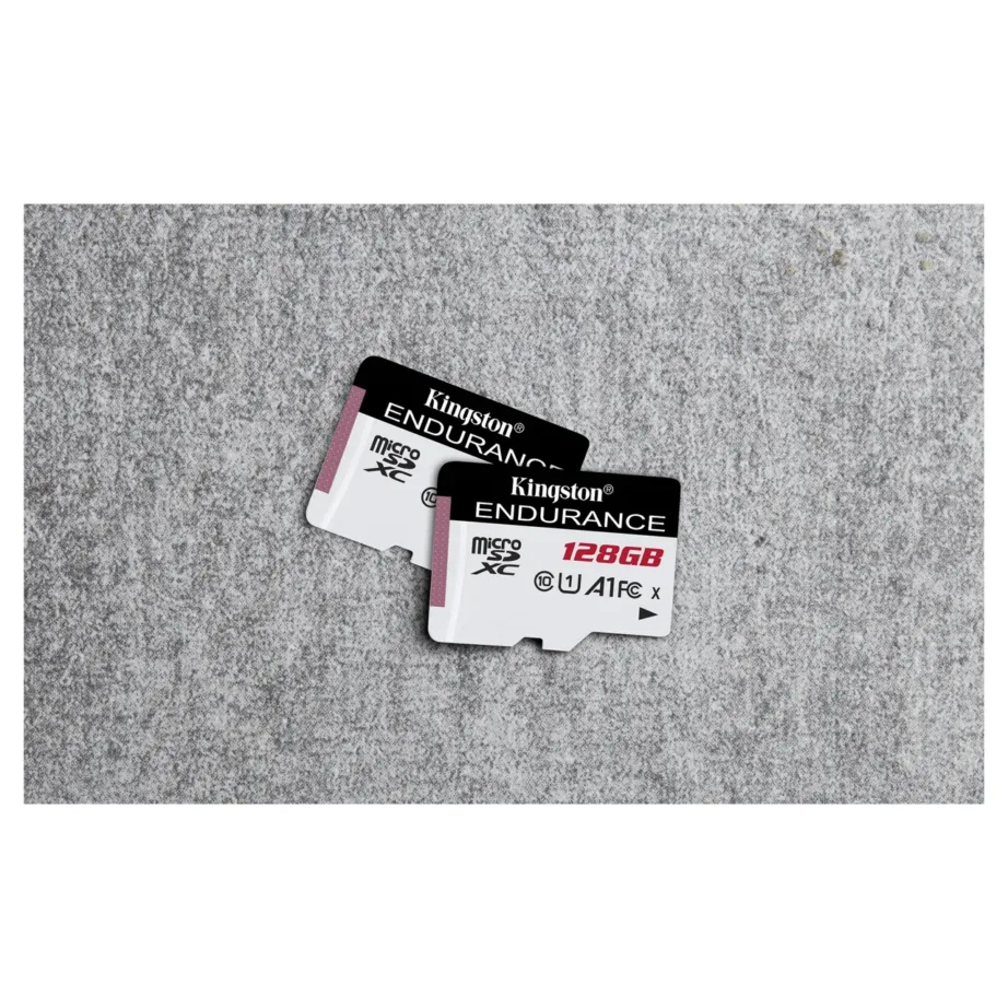 Kingston High Endurance SDCE/128GB 128GB microSD Class 10 UHS-I U1 A1 mälukaart, 95 MB/s lugemiskiirus, IPX7 veekindel, valge/must, 1 tk pakendis – 2
