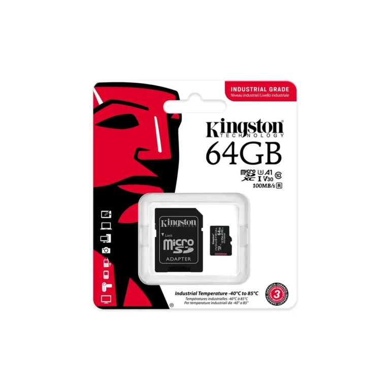 Kingston SDCIT2/64GB 64 GB UHS-I U3 V30 A1 MicroSDXC mälukaart must, SD-adapteriga, tööstuslik -40...85°C