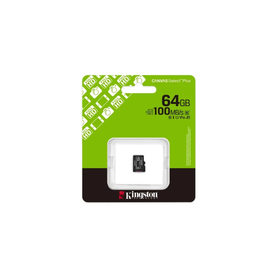 Kingston SDCS3/64GBSP 64GB microSDXC UHS-I A1 Class 10 V10 mälukaart 100 MB/s ilma adapterita – 4