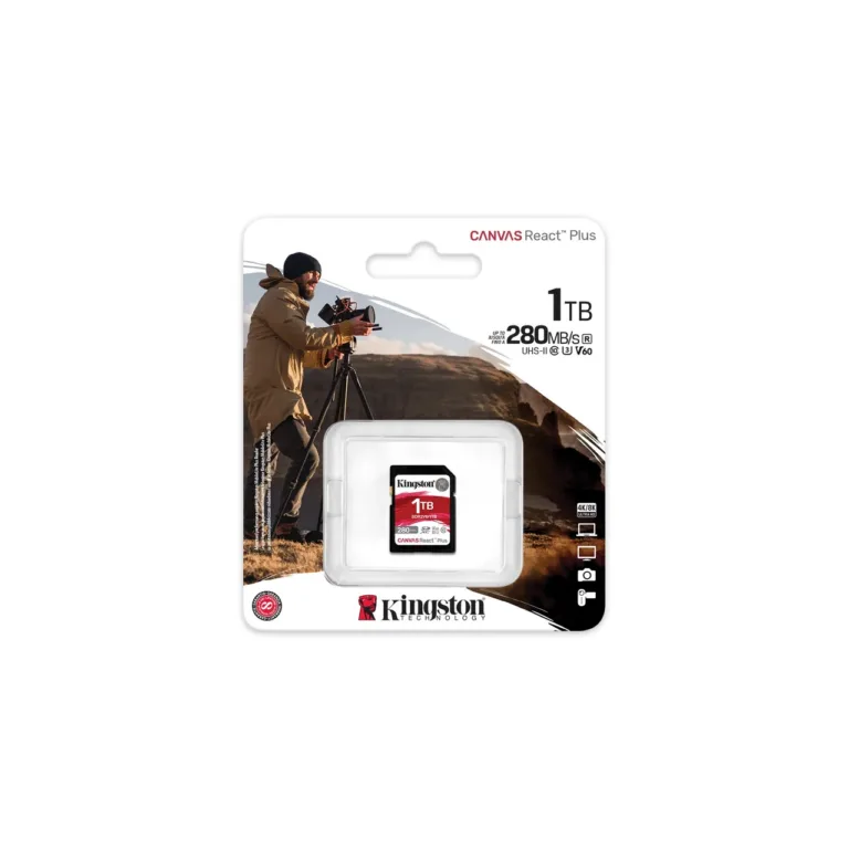 Kingston SDR2V6/1TB 1TB SDXC UHS-II V60 U3 280MB/s mälukaart professionaalseks 4K/Full HD salvestamiseks