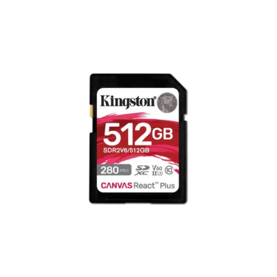 Kingston SDR2V6/512GB 512GB SDXC UHS-II V60 U3 mälukaart 280MB/s lugemis- ja 150MB/s kirjutamiskiirusega, must