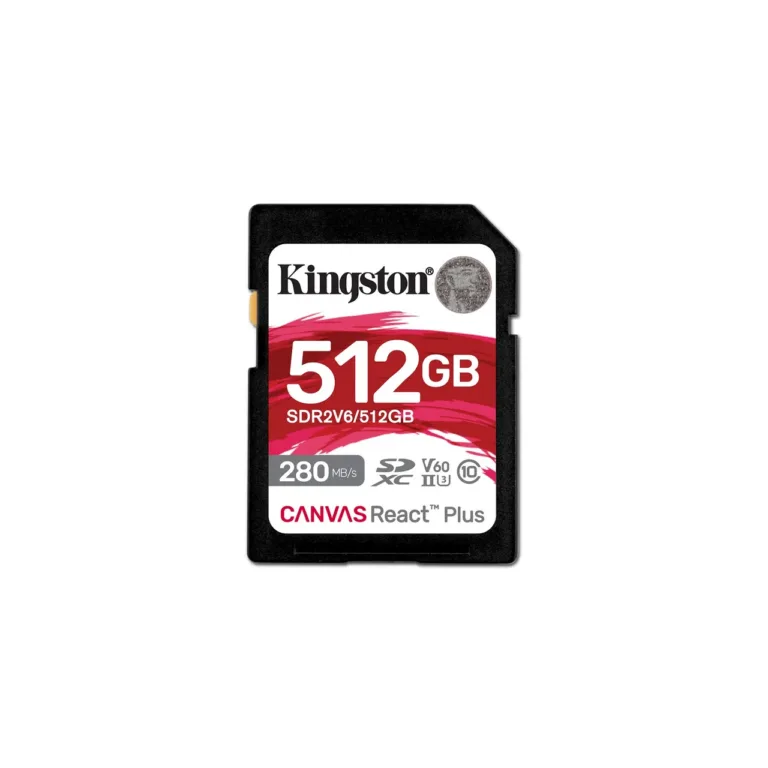 Kingston SDR2V6/512GB 512GB SDXC UHS-II V60 U3 mälukaart 280MB/s lugemis- ja 150MB/s kirjutamiskiirusega, must