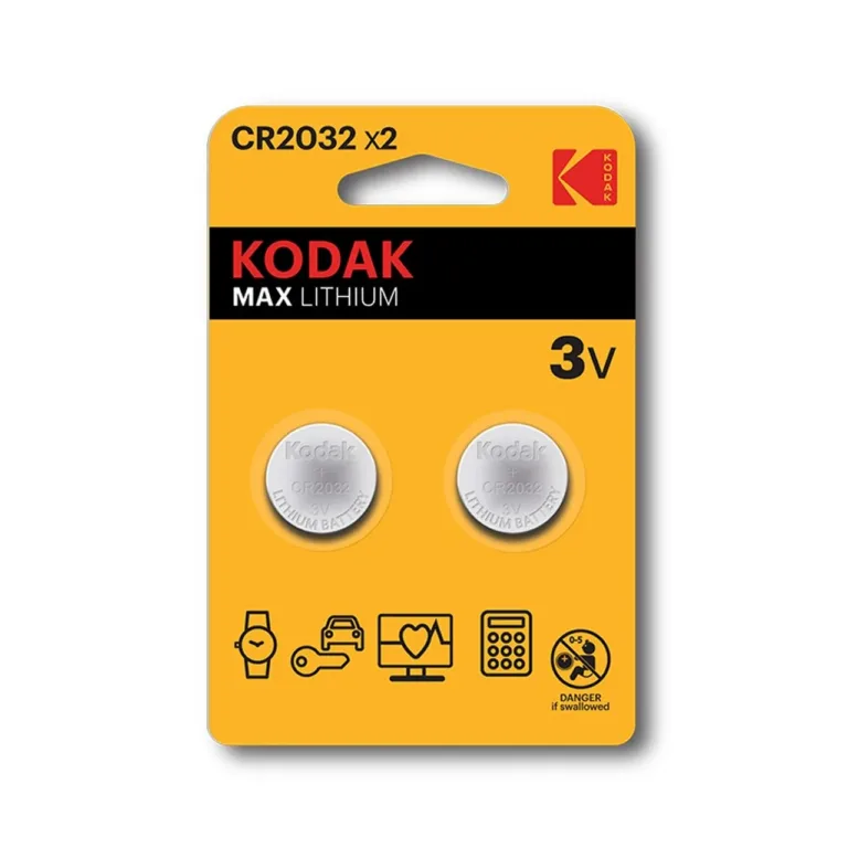 Kodak CR2032 3V liitiumpatarei, 210mAh, 2 tk, ühekordne kasutus