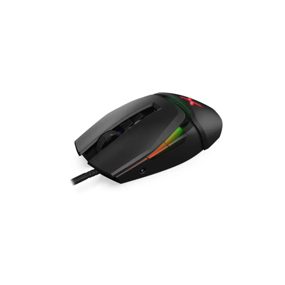 KRUX Bot KRX0115 must modulaarne 12800 DPI RGB juhtmega mängurihiir, 7 programmeeritavat nuppu, vahetatavad tagapaneelid, 121x67x40 mm, USB – 3