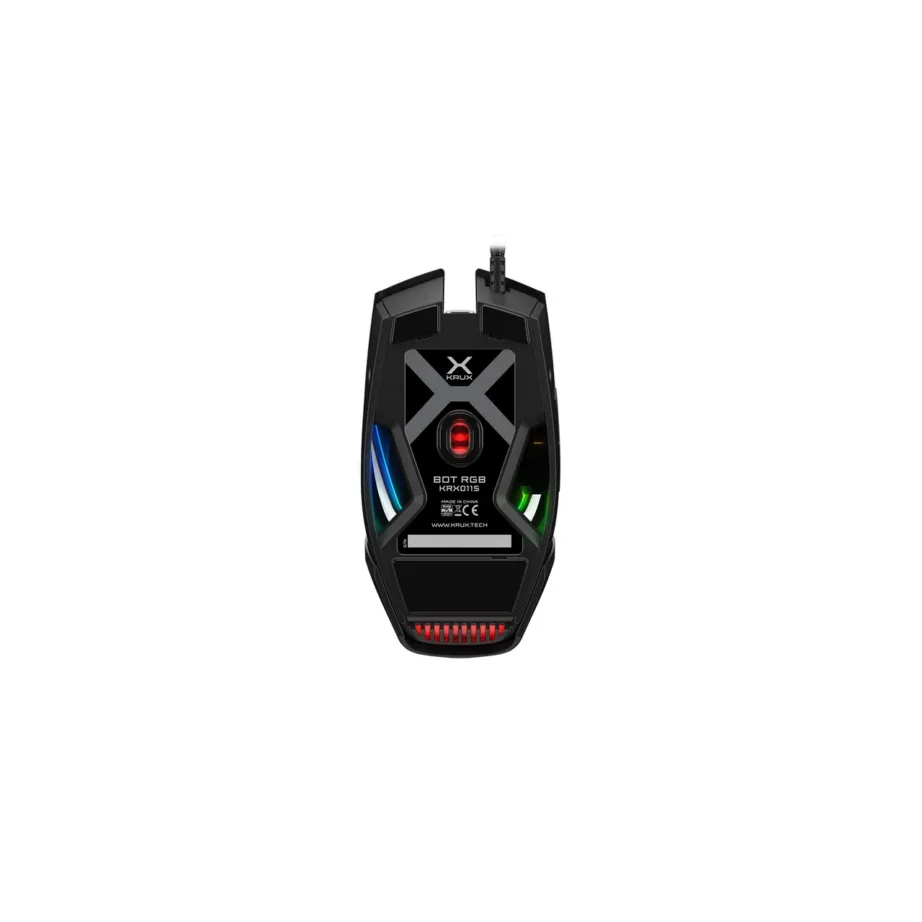 KRUX Bot KRX0115 must modulaarne 12800 DPI RGB juhtmega mängurihiir, 7 programmeeritavat nuppu, vahetatavad tagapaneelid, 121x67x40 mm, USB – 5