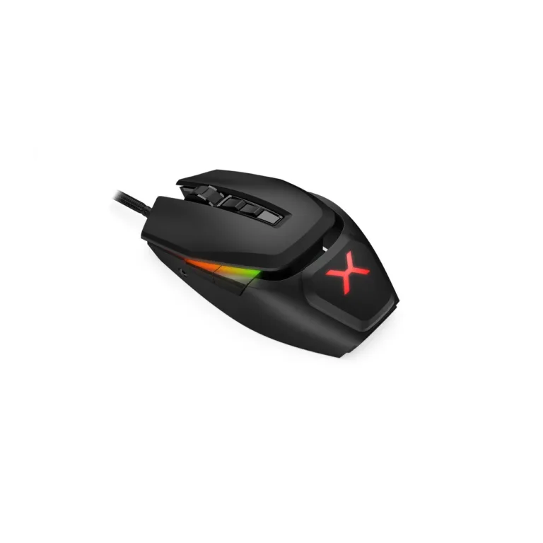 KRUX Bot KRX0115 must modulaarne 12800 DPI RGB juhtmega mängurihiir, 7 programmeeritavat nuppu, vahetatavad tagapaneelid, 121x67x40 mm, USB