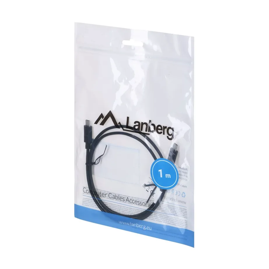 Lanberg CA-CMCM-10CU-0010-BK 1 m USB 2.0 USB-C M/M must, kullatud kontaktidega andmekaabel – 4