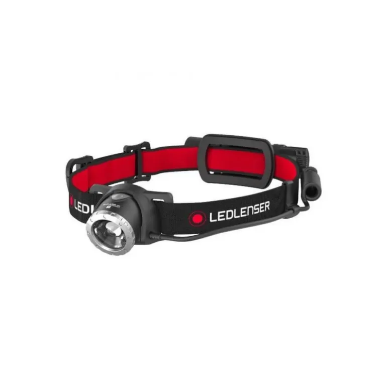 Ledlenser H8R 600 lm must/punane LED-pealamp, IPX4, 3400 mAh laetav aku, USB-laadija