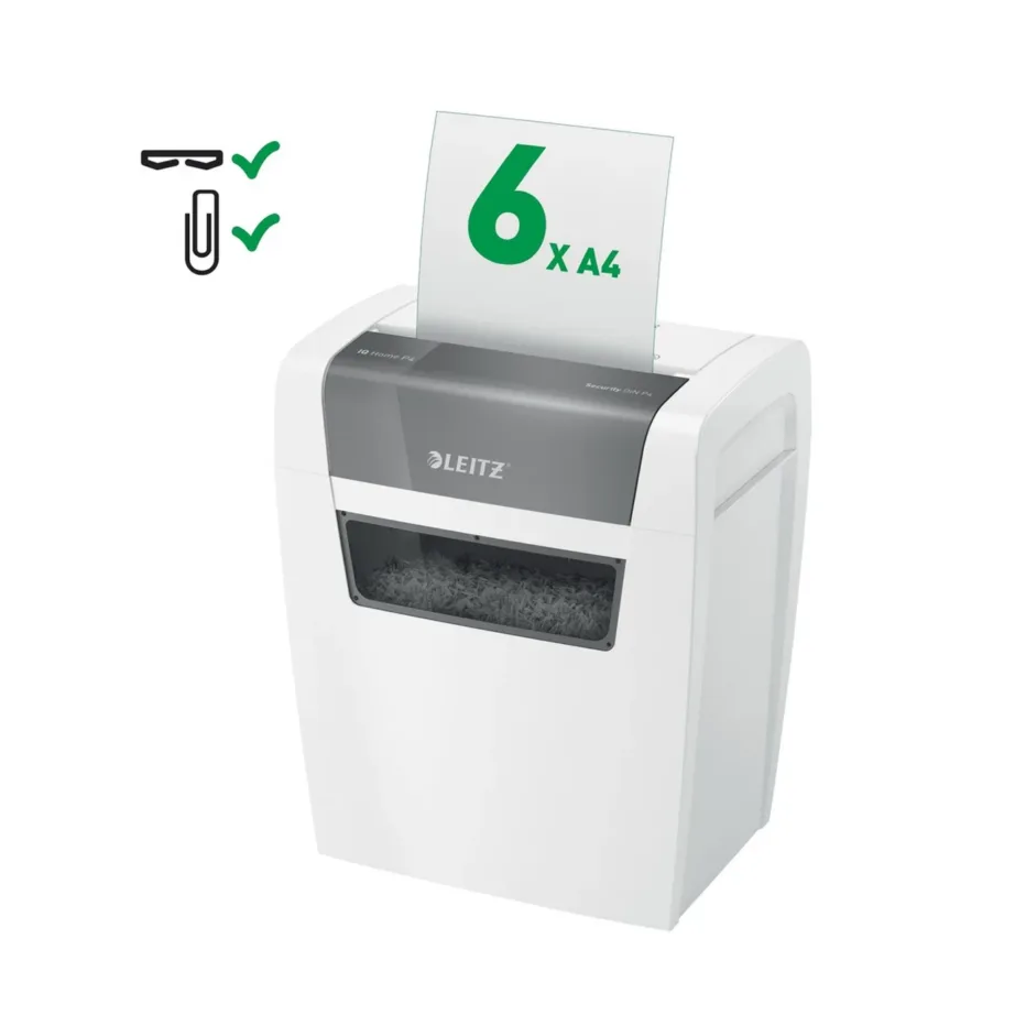 Leitz IQ Home 80340000 P4 ristlõikega 6-leheline valge paberihunt, 22 cm töölaius, 15L konteiner kodukontorisse – 5