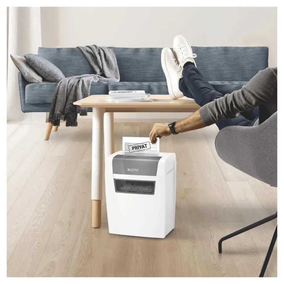 Leitz IQ Home 80340000 P4 ristlõikega 6-leheline valge paberihunt, 22 cm töölaius, 15L konteiner kodukontorisse – 9