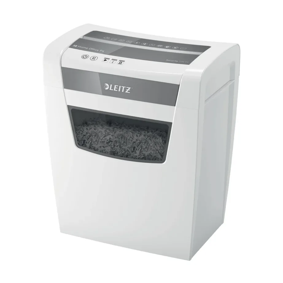 Leitz IQ Home Office 80090100 22 cm P-4 10-leheline valge paberipurustaja, 23L konteineriga kodukontorisse