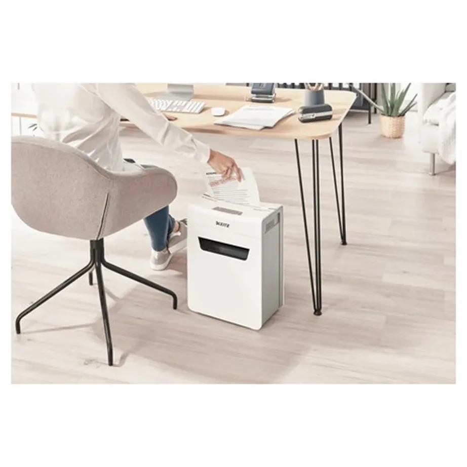 Leitz IQ Protect Premium 8X 8-lehelise P4 ristlõikega paberihunt, 14L mahutiga, hall/valge, mudel 80910000 – 3