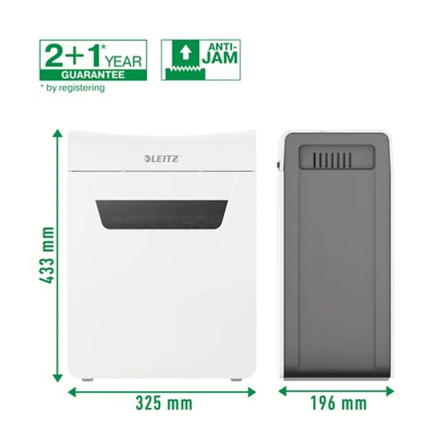 Leitz IQ Protect Premium 8X 8-lehelise P4 ristlõikega paberihunt, 14L mahutiga, hall/valge, mudel 80910000 – 5