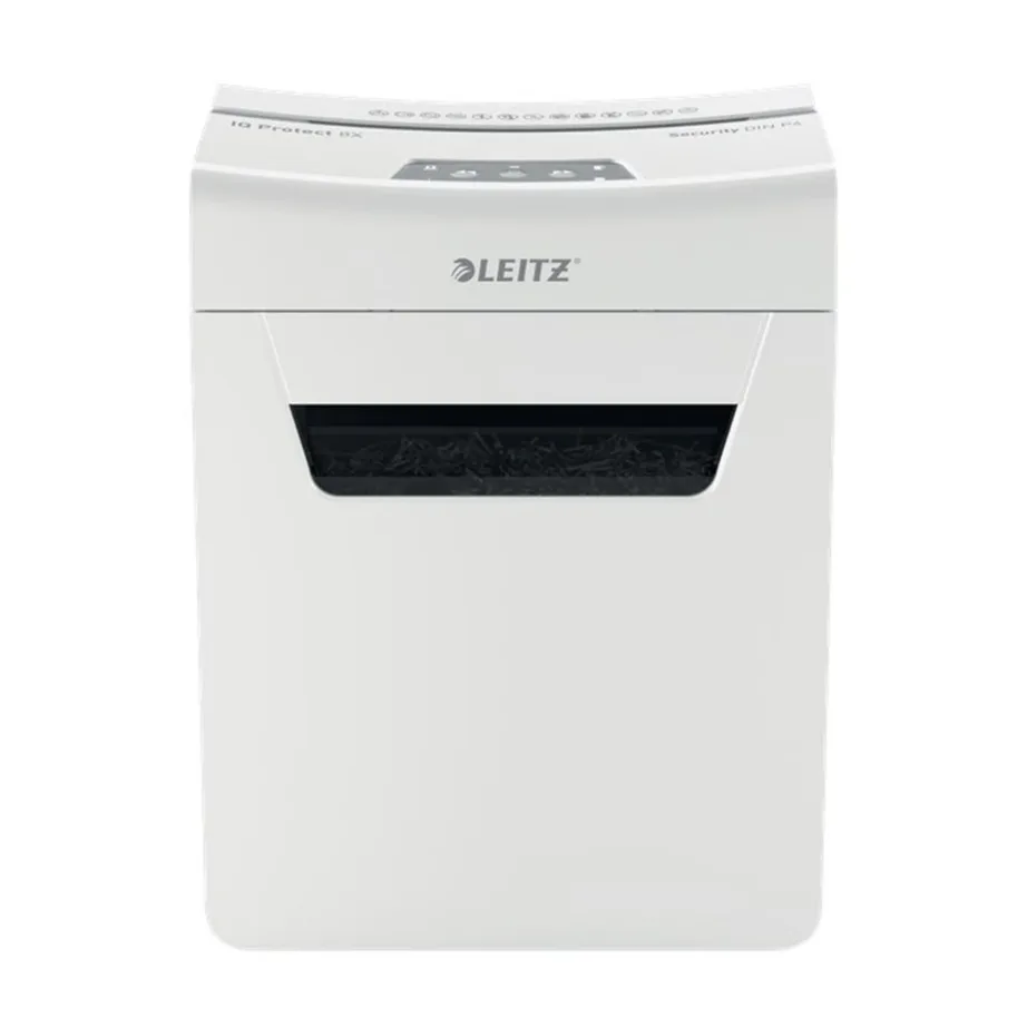 Leitz IQ Protect Premium 8X 8-lehelise P4 ristlõikega paberihunt, 14L mahutiga, hall/valge, mudel 80910000 – 6