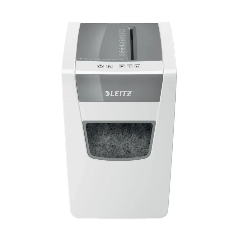 Leitz IQ Slim Office 80010000 22 cm valge P-4 ristlõikega paberihävitaja, 10 lehte, 23L konteiner