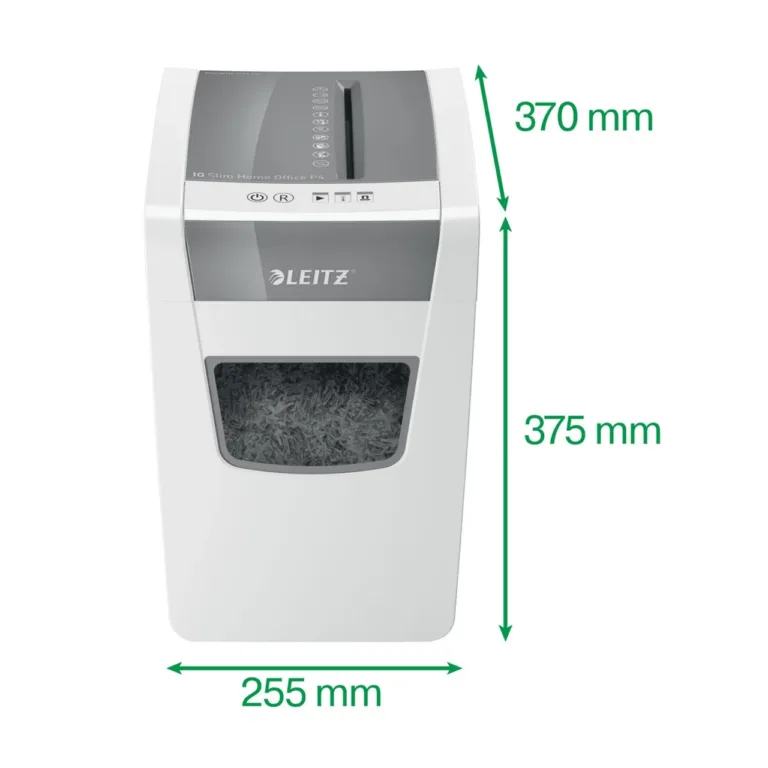 Leitz IQ Slim Office 80010000 22 cm valge P-4 ristlõikega paberihävitaja, 10 lehte, 23L konteiner