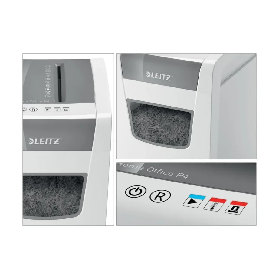 Leitz IQ Slim Office 80010000 22 cm valge P-4 ristlõikega paberihävitaja, 10 lehte, 23L konteiner – 4