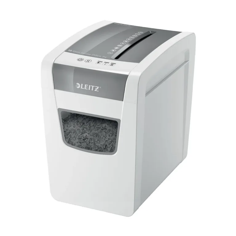 Leitz IQ Slim Office 80010000 22 cm valge P-4 ristlõikega paberihävitaja, 10 lehte, 23L konteiner
