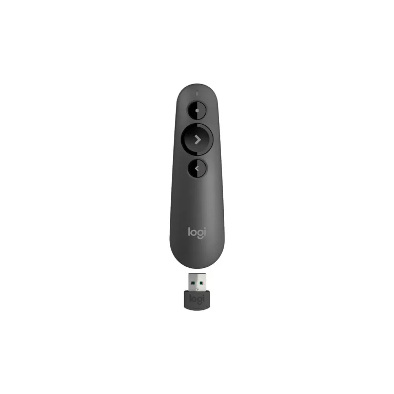 Logitech R500 graphite esitlusklõpsija 2,4 GHz/Bluetooth, punane laser, 20 m ulatus, USB-vastuvõtja, Windows/Mac/Linux tugi