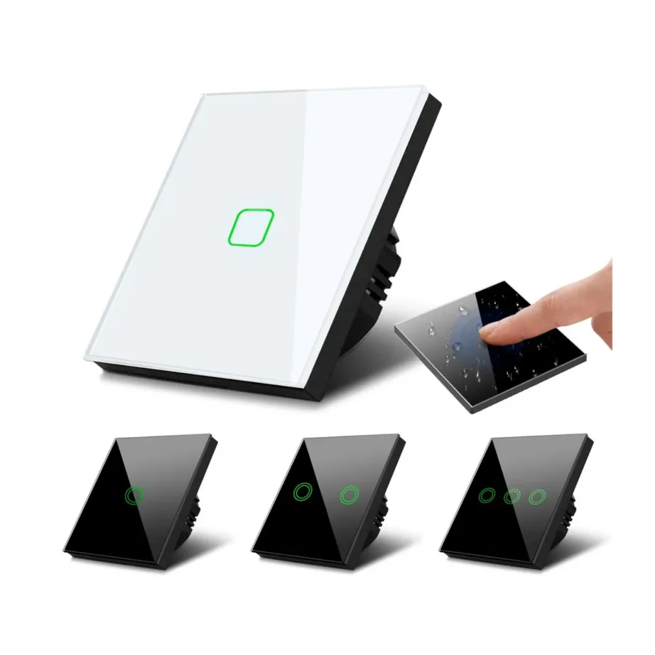 Maclean Energy MCE701W 86×86×3,2 cm valge klaasist ühepuuteline seinakontakt, 1000 W, veekindel – 4