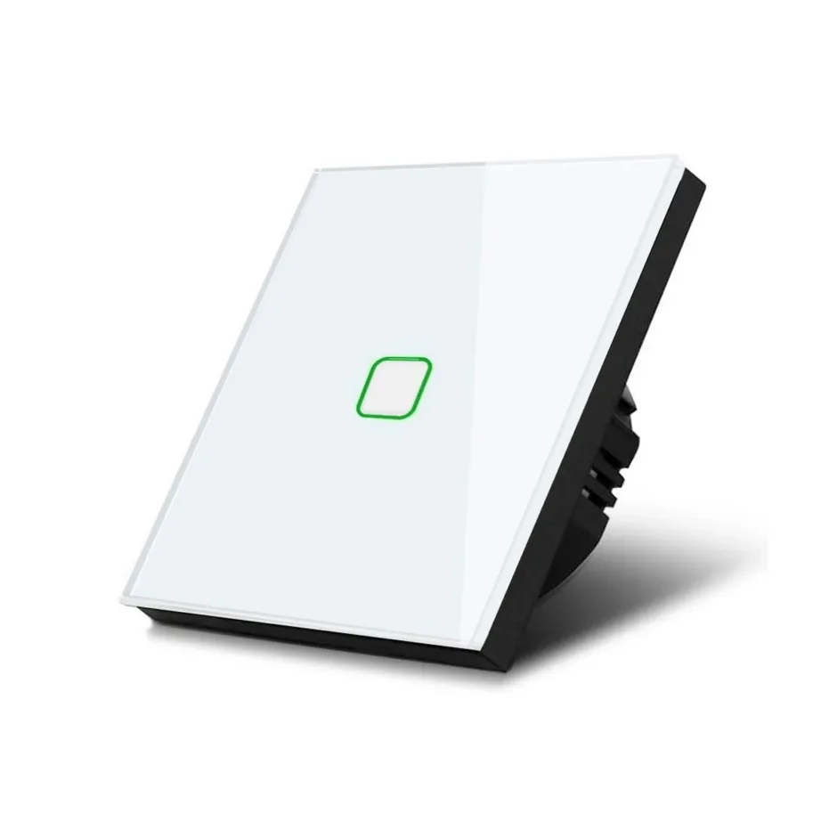 Maclean Energy MCE701W 86×86×3,2 cm valge klaasist ühepuuteline seinakontakt, 1000 W, veekindel