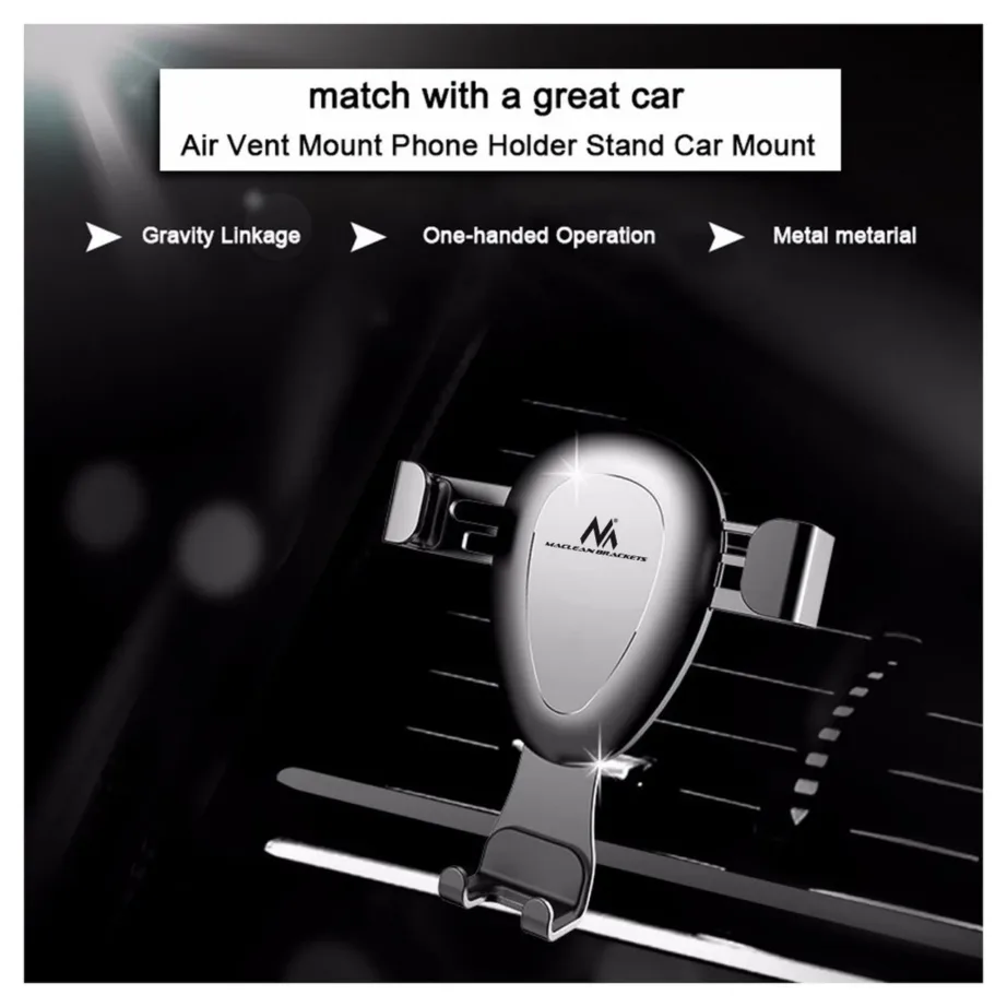 Maclean MC-324 valge universaalne autotelefoni hoidik ventilatsiooniavale, gravitatsiooniline, reguleeritava laiusega, kuni 90 mm – 4