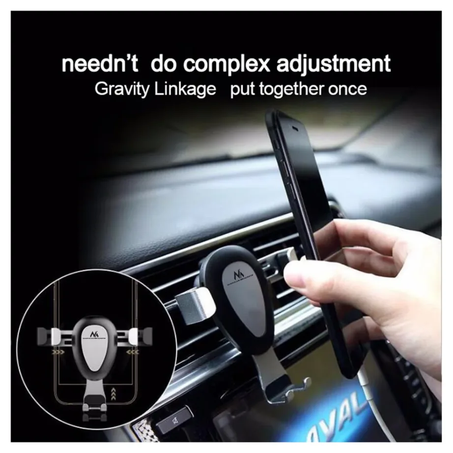 Maclean MC-324 valge universaalne autotelefoni hoidik ventilatsiooniavale, gravitatsiooniline, reguleeritava laiusega, kuni 90 mm – 6