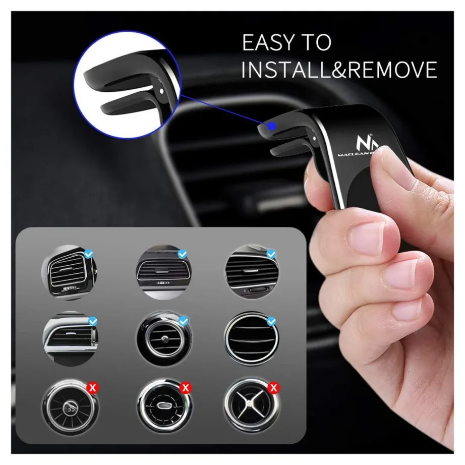 Maclean MC-326 valge magnetiline telefonihoidik autosse ventilatsioonivõrele, 1 tk – 3