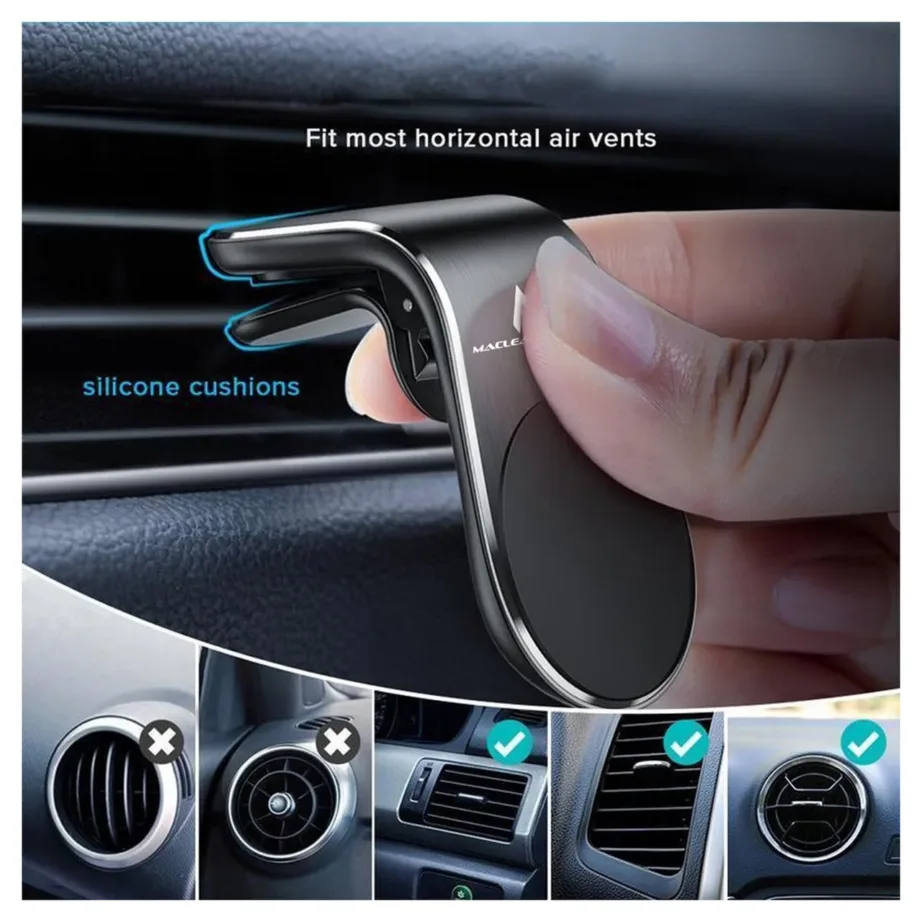 Maclean MC-326 valge magnetiline telefonihoidik autosse ventilatsioonivõrele, 1 tk – 5