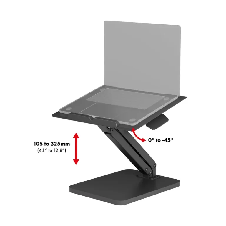 Maclean MC-493 must gaasvedruga lauastatiiv monitorile või sülearvutile, reguleeritava kõrgusega 105–325 mm, tööpind 390 × 297 mm, maksimaalne kandevõime 5 kg
