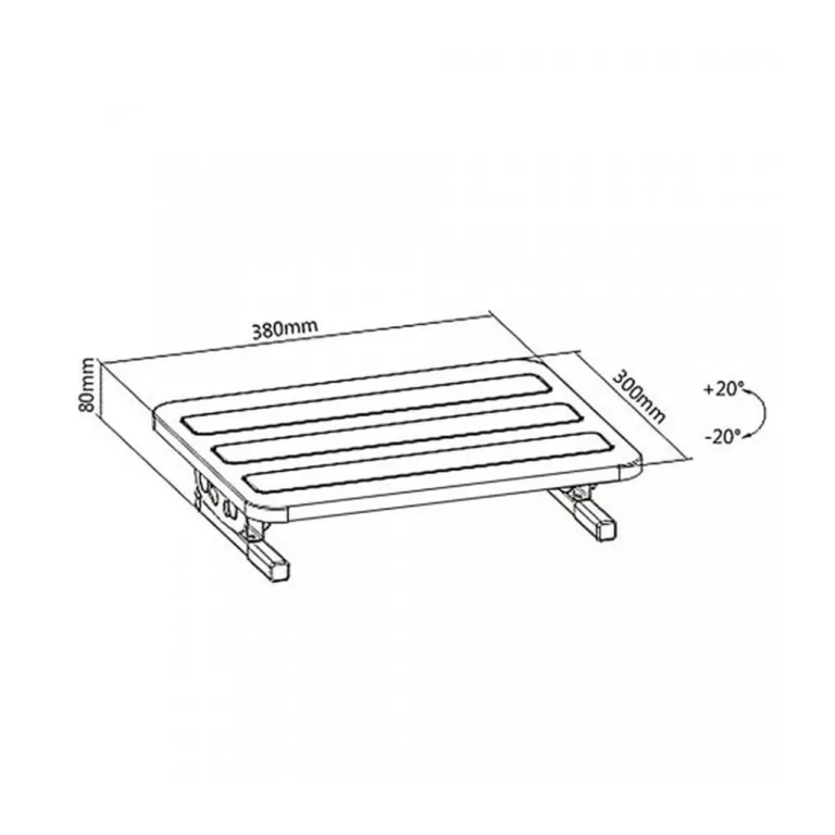 Maclean MC-831 38x30 cm metallist reguleeritav must jalatugi libisemisvastase põhjaga, kandevõimega 20 kg