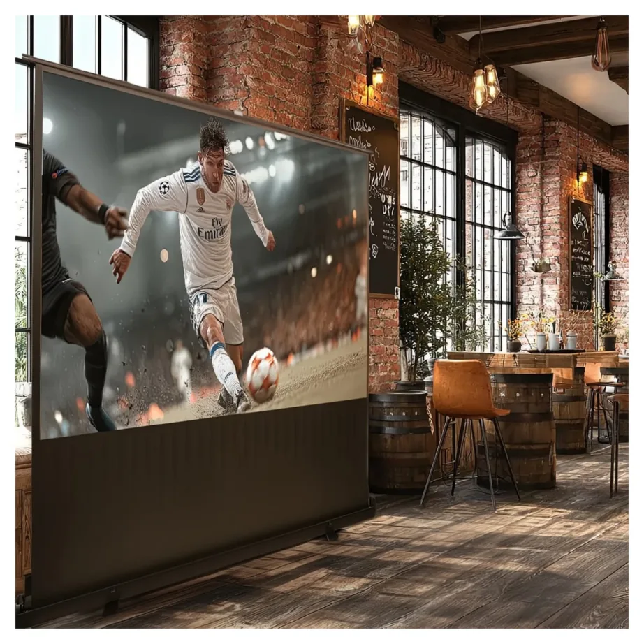 Maclean MC-964 100″ (16:9) valge põrandale paigaldatav kaasaskantav projektsiooniekraan, 210×123 cm – 7