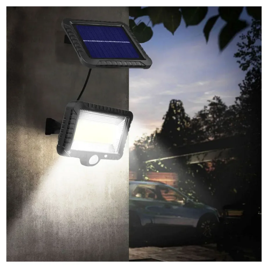 Maclean MCE438 5W 400 lm 160x150x80 mm must päikeseenergial töötav LED välisseinalamp liikumisanduriga, IP44, valge valgus – 2