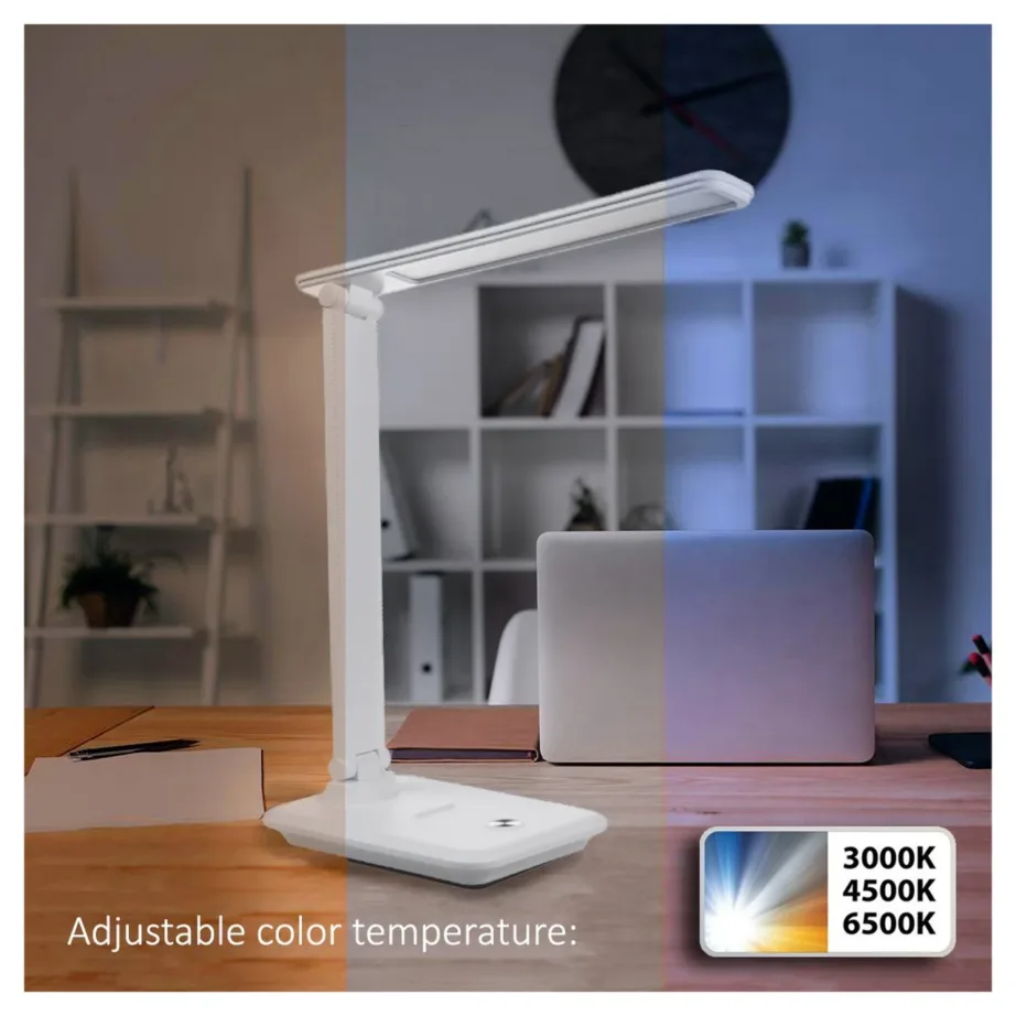 Maclean MCE614W 9W valge dimmerdatav LED lauavalgusti reguleeritava kaldega, 3000K/4500K/6500K, kodukontorisse – 8