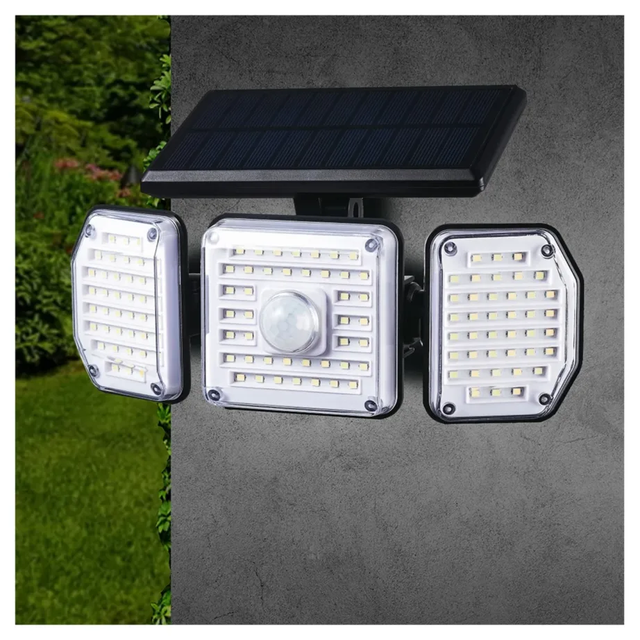 Maclean MCE615 4W must IP65 päikesepaneeliga LED seinavalgusti liikumis- ja hämarussensoriga 320 lm 4000K, liitium-ioonaku, välitingimustesse (aeda, fassaadile, terrassile) – 4