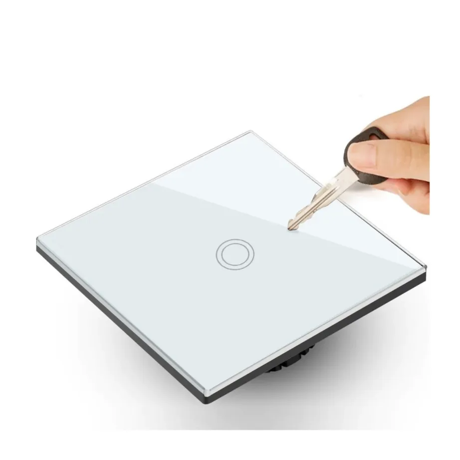 Maclean MCE702W 1000W valge puutetundlik klaaslüliti, ümmarguse nupuga, 86×86 mm, seinapaigaldusega – 4