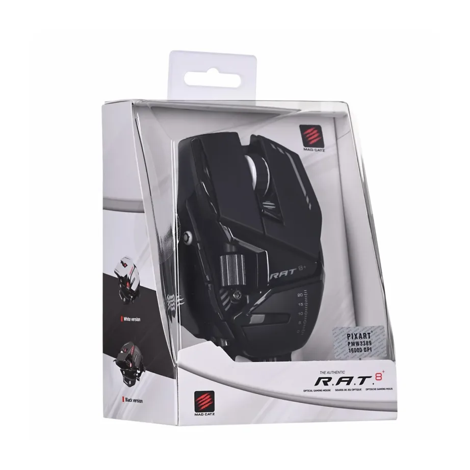 Mad Catz R.A.T. 8+ MR05DCINBL000-0 16000 DPI optiline mängurihiir, 11 nuppu, must, USB, paremakäeline – 8