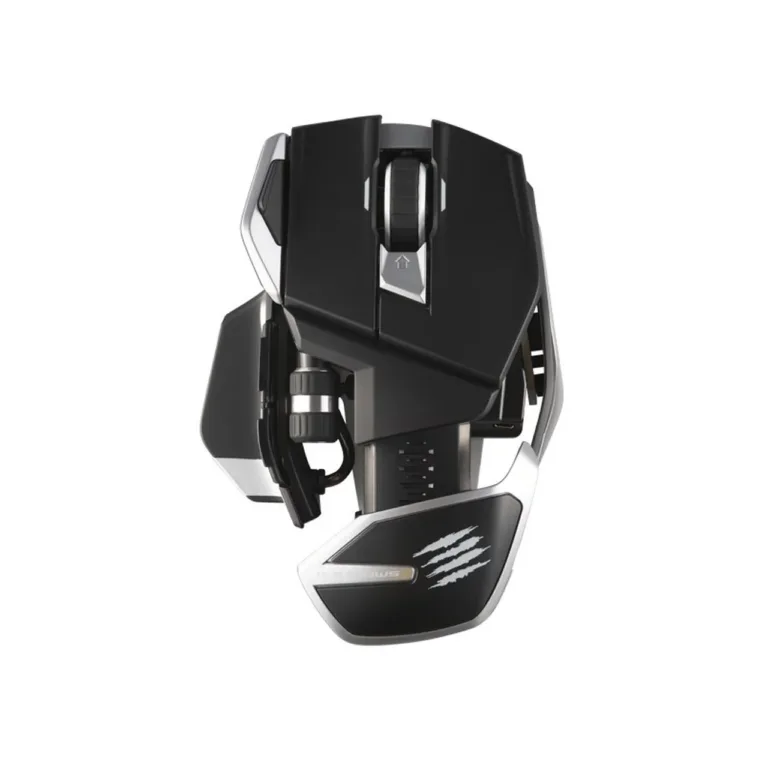 Mad Catz R.A.T. DWS MR07DHINBL000-0 must 16000 DPI optiline juhtmevaba mängurihiir, Bluetooth/2,4 GHz, 14 programmeeritavat nuppu, paremakäeline, 113 g, randmetoega