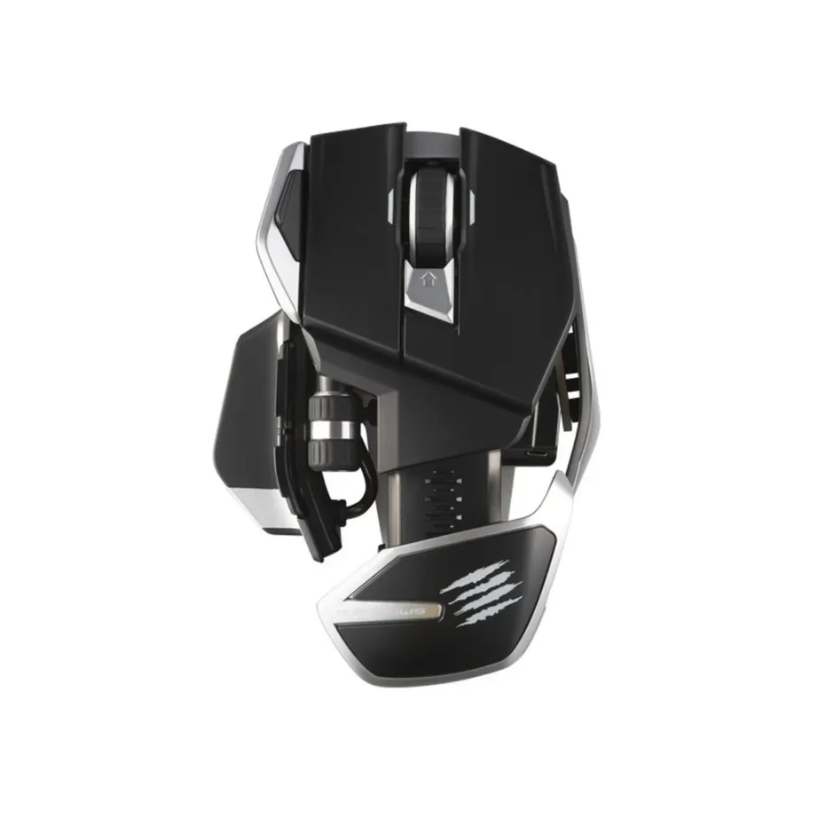 Mad Catz R.A.T. DWS MR07DHINBL000-0 must 16000 DPI optiline juhtmevaba mängurihiir, Bluetooth/2,4 GHz, 14 programmeeritavat nuppu, paremakäeline, 113 g, randmetoega – 2