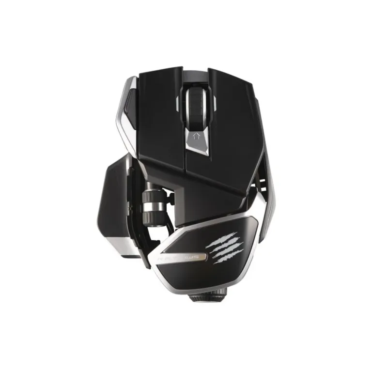 Mad Catz R.A.T. DWS MR07DHINBL000-0 must 16000 DPI optiline juhtmevaba mängurihiir, Bluetooth/2,4 GHz, 14 programmeeritavat nuppu, paremakäeline, 113 g, randmetoega