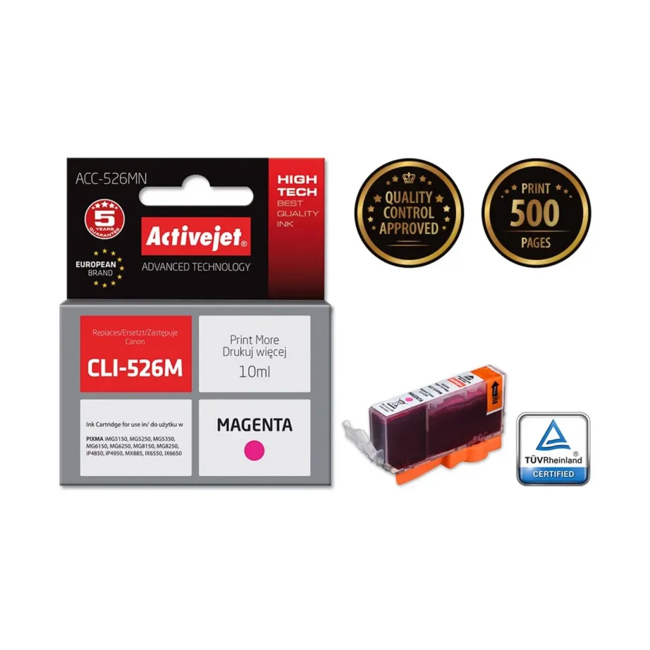 Magenta Canon tindikassett XL Activejet ACC-526MN Supreme, 10 ml