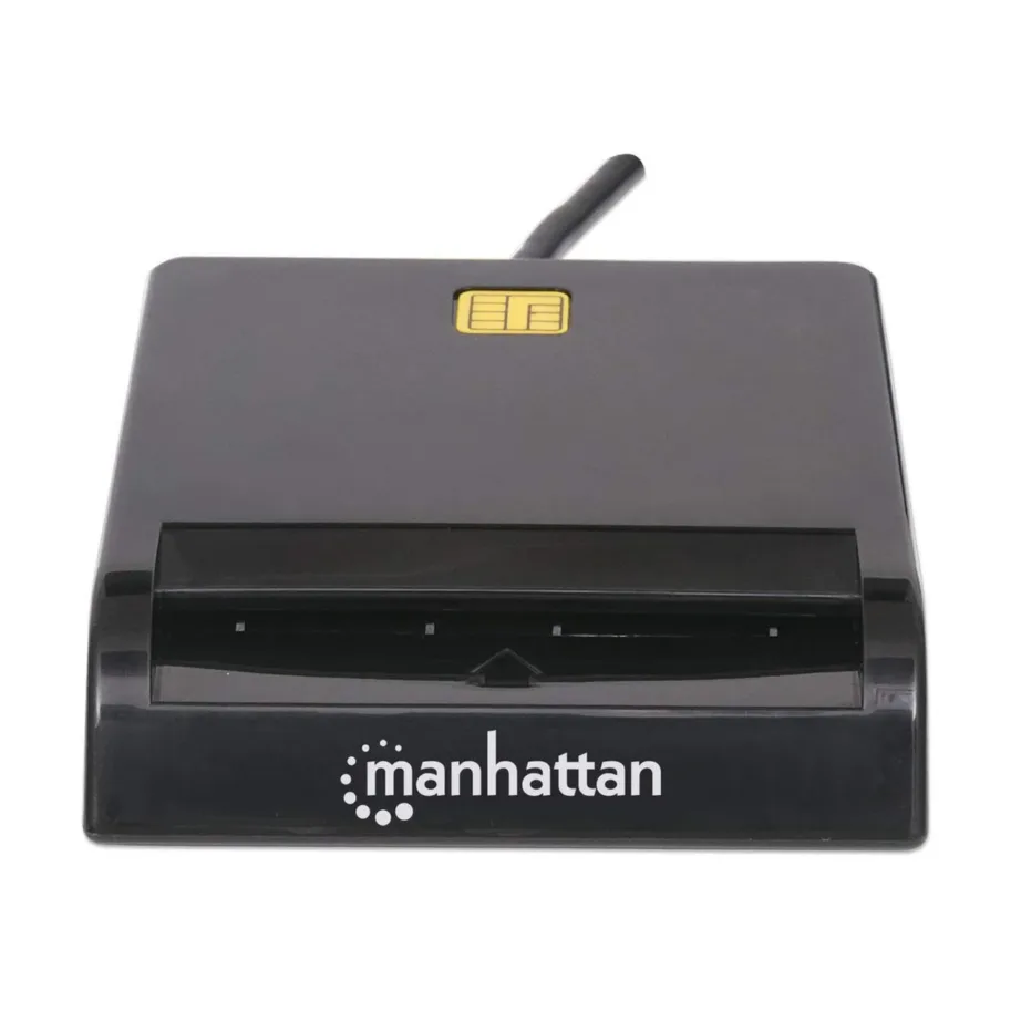 Manhattan 102049 USB-A nutikaardilugeja 1,05 m kaabli, ABS korpuse ja LED-indikaatoritega, must, ühildub Windowsi/Maci/Linuxiga – 3