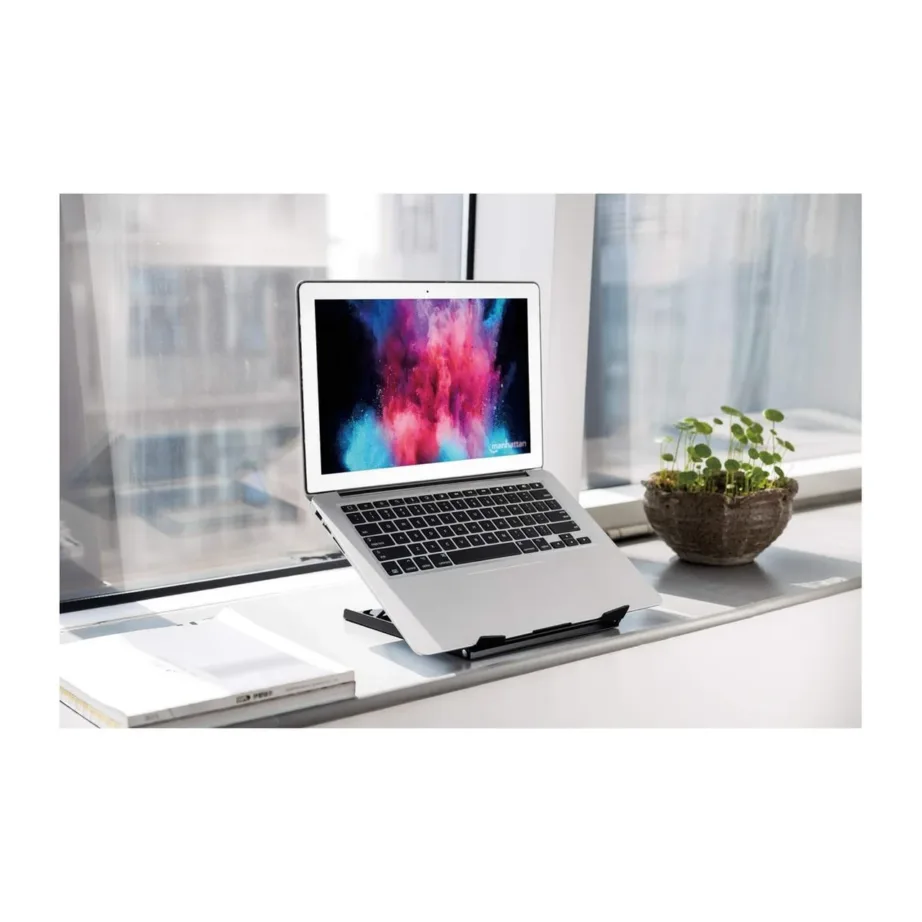 Manhattan 462129 must kokkupandav terasest sülearvuti ja tahvelarvuti alus, 10–15,6″ seadmetele, kandevõime kuni 5 kg – 13