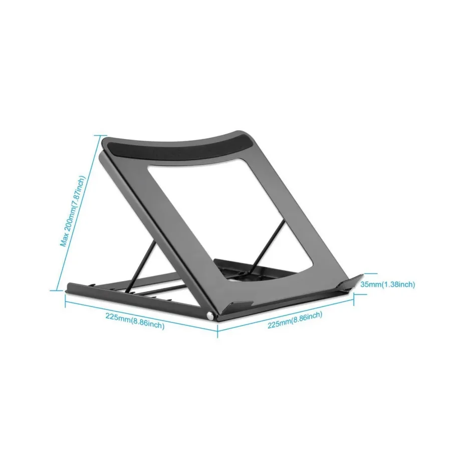 Manhattan 462129 must kokkupandav terasest sülearvuti ja tahvelarvuti alus, 10–15,6″ seadmetele, kandevõime kuni 5 kg – 7