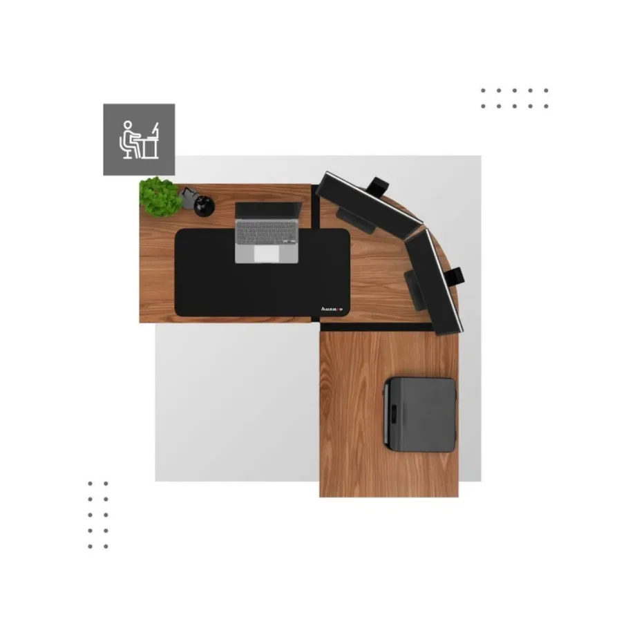 Mark Adler Leader 5.5 WN 147×112 cm pronks-must L-kujuline arvutilaud terasraamiga kodu- ja kontorikasutuseks – 2