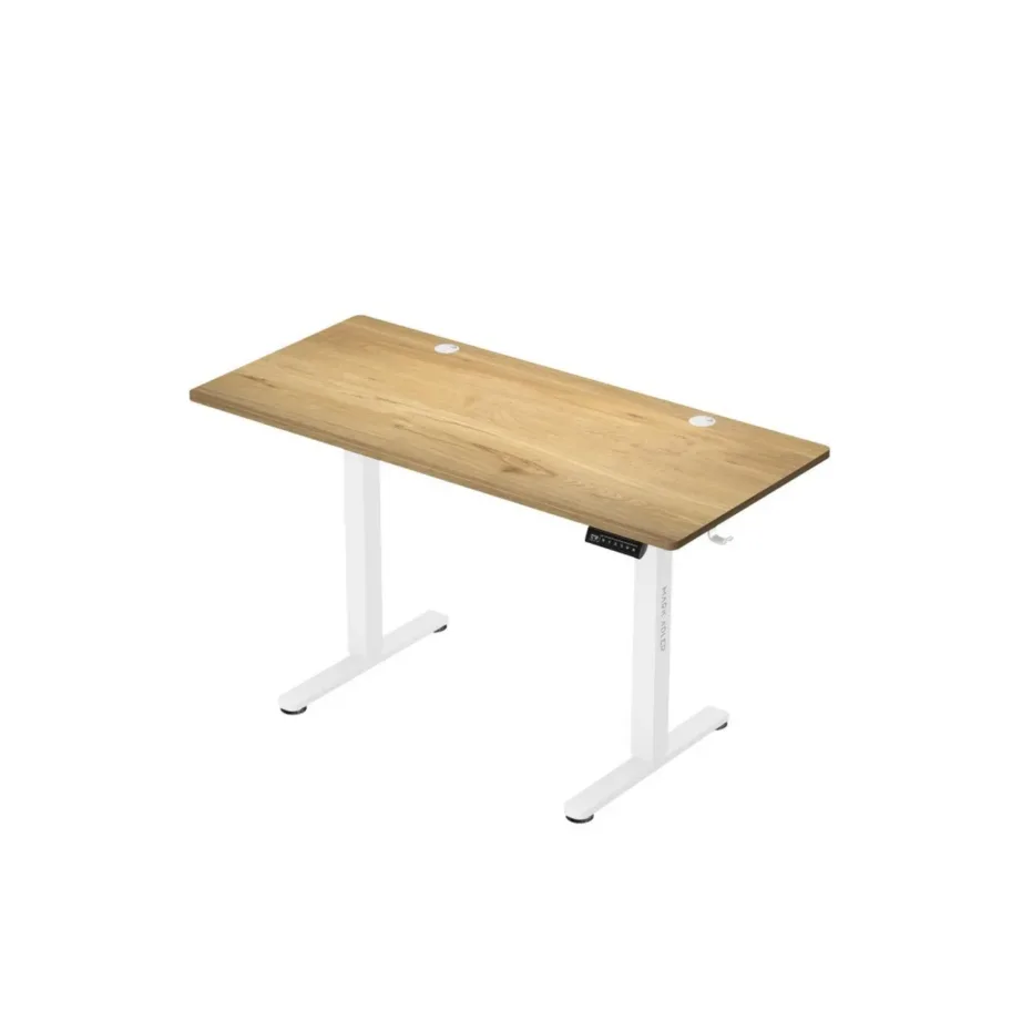 Mark Adler MA-Leader 7.0 Craft 120×60 cm elektriliselt reguleeritav kirjutuslaud, valge raam, puiduvärvi plaat, mälufunktsioon, max 80 kg kandevõime, kaabliavad ja aksessuaarikonks – 5
