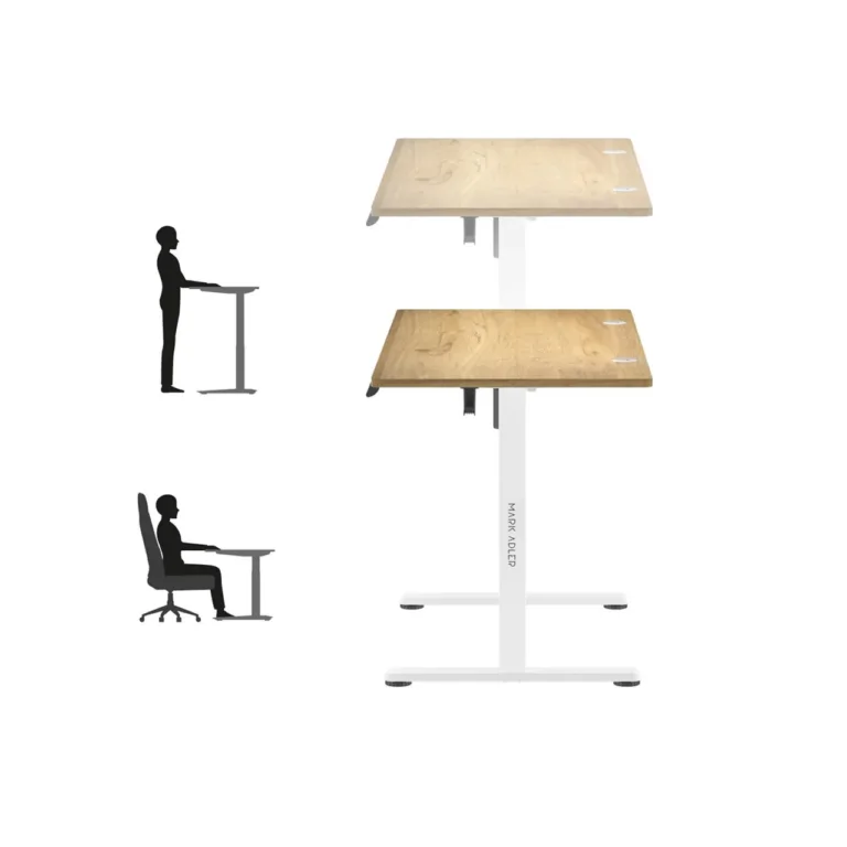 Mark Adler MA-Leader 7.0 Craft 120x60 cm elektriliselt reguleeritav kirjutuslaud, valge raam, puiduvärvi plaat, mälufunktsioon, max 80 kg kandevõime, kaabliavad ja aksessuaarikonks